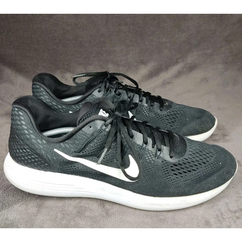 Nike Lunarglide 8 Men's Black White Athletic Running Shoes Size‎ 14 AA8676-001
